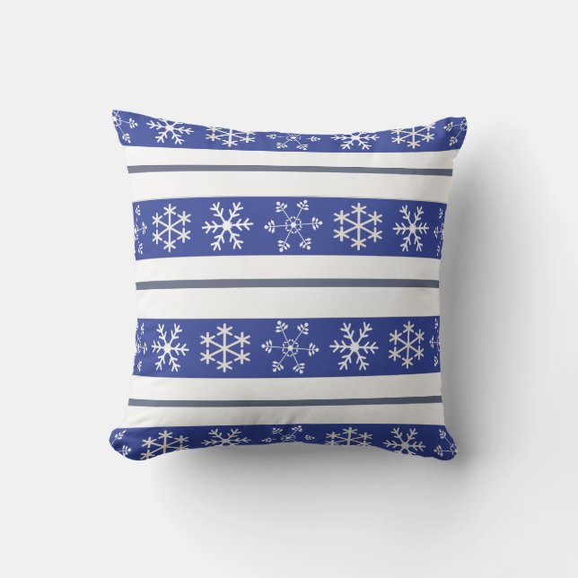 Blue and White Snowflake Pillow #HolidayZ (Front)