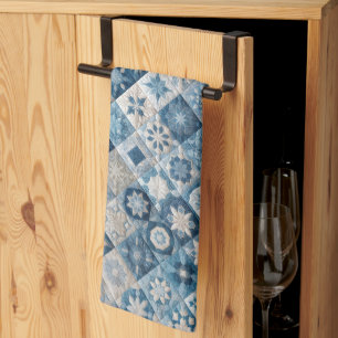 Blue and White Snowflake Quilt Kitchen Towel