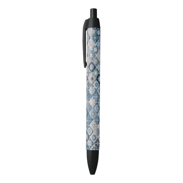 Blue and White Snowflake Quilt Pen (Top (Vertical))