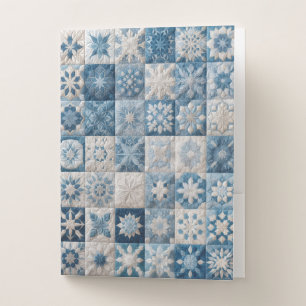 Blue and White Snowflake Quilt Pocket Folder