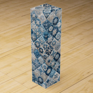 Blue and White Snowflake Quilt Wine Box