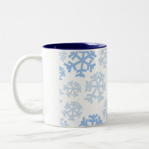 Blue And White Snowflake Two-Tone Coffee Mug