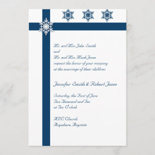 Blue and White Snowflake Wedding Invitation