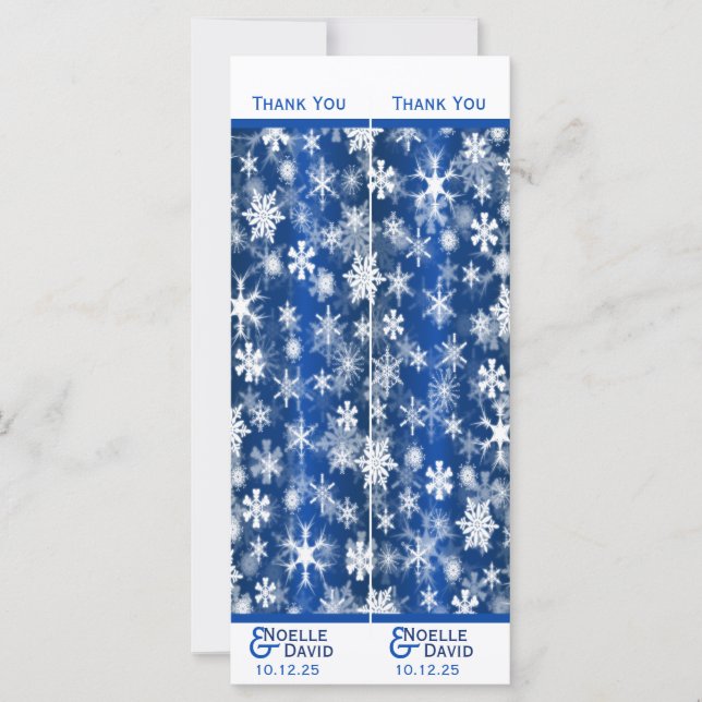 Blue and White Snowflakes Bookmarks (2) Favor (Front)