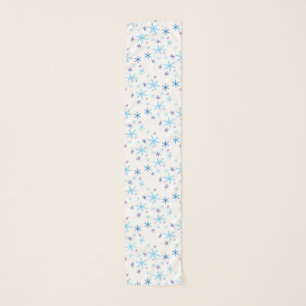 Blue and White Snowflakes Chiffon Scarf