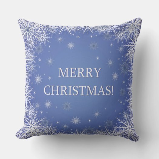 Blue and White Snowflakes Christmas Pillow