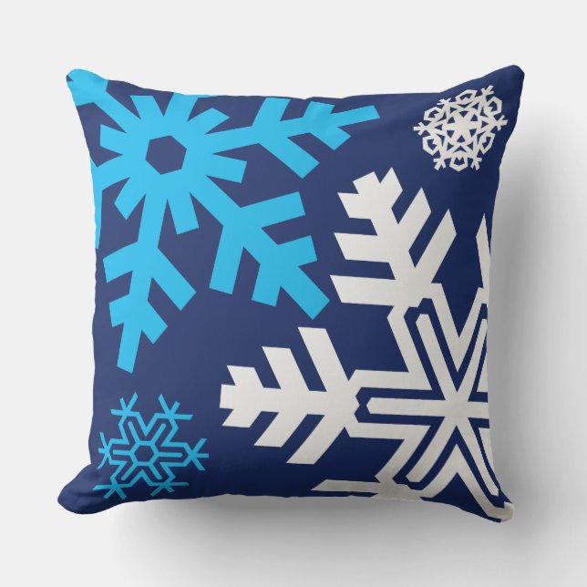 Blue And White Snowflakes composition funny Throw Pillow (Front)