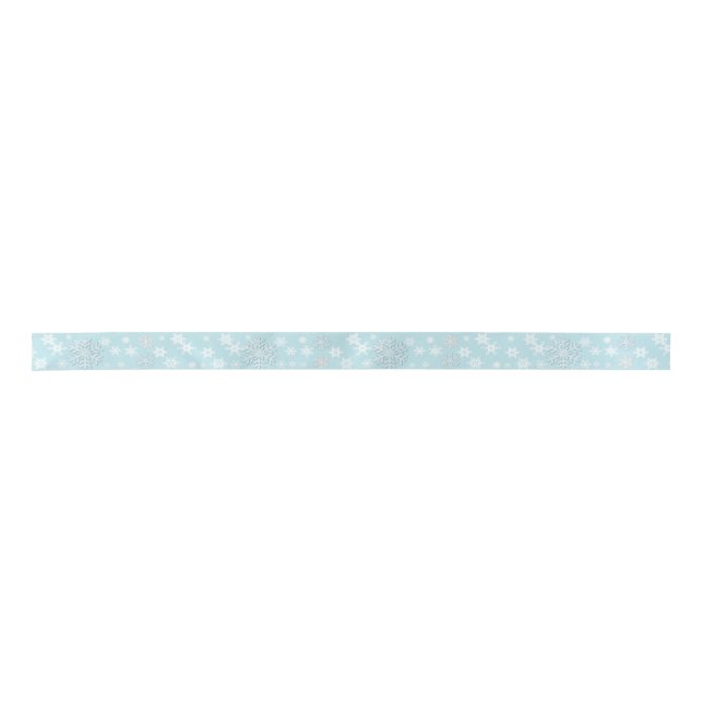 Blue and White Snowflakes Holiday Ribbon (Front)