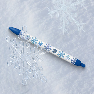 Blue and White Snowflakes Pen