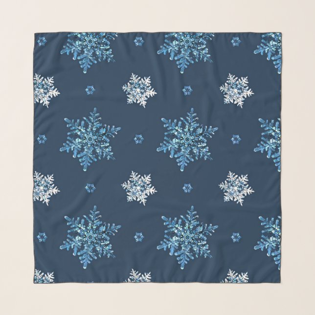 Blue and white Snowflakes Scarf (Front)