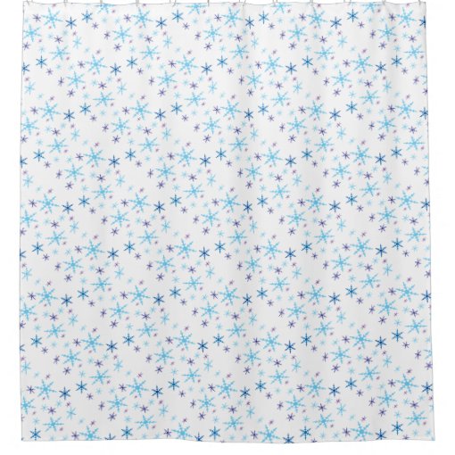 Blue and White Snowflakes Shower Curtain Zazzle