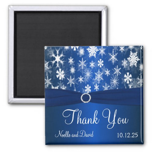 Blue and White Snowflakes Thank You Magnet