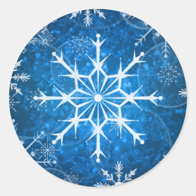 Blue and White Snowflakes Wedding Envelope Seal (Front)