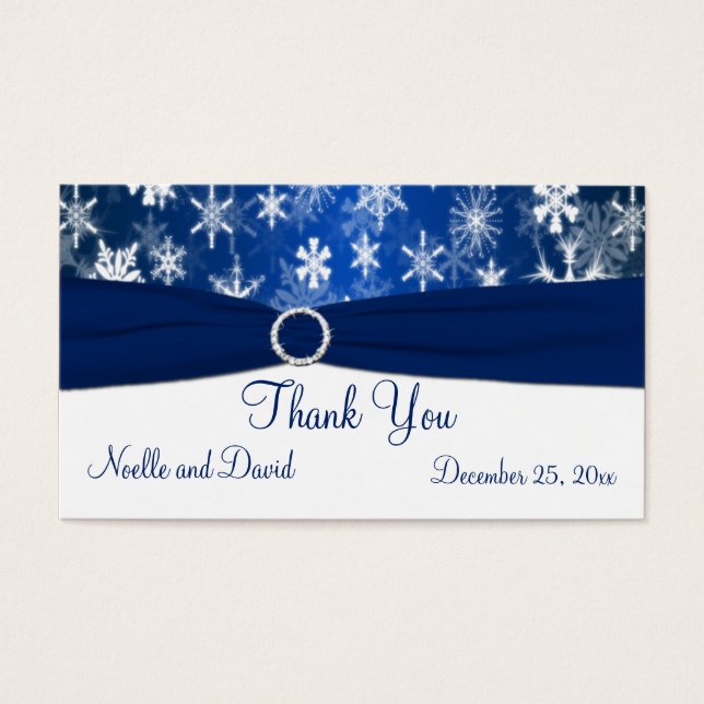 Blue and White Snowflakes Wedding Favor Tag (Front)