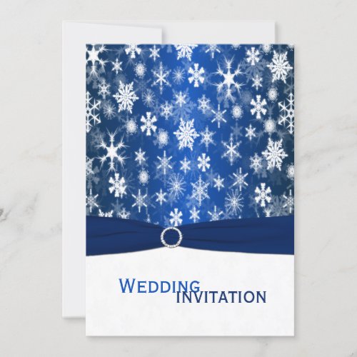 Blue and White Snowflakes Wedding Invitation