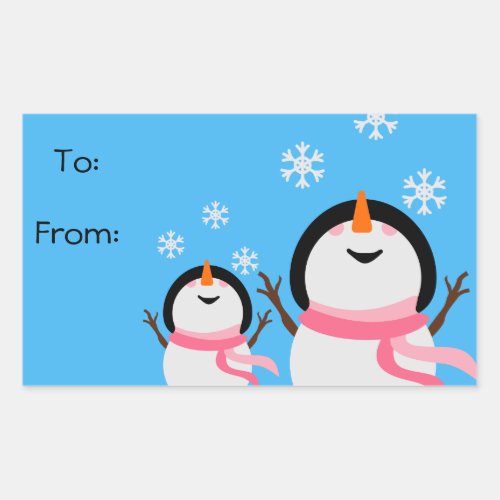 Blue and White Snowman Stickers for Christmas Gift