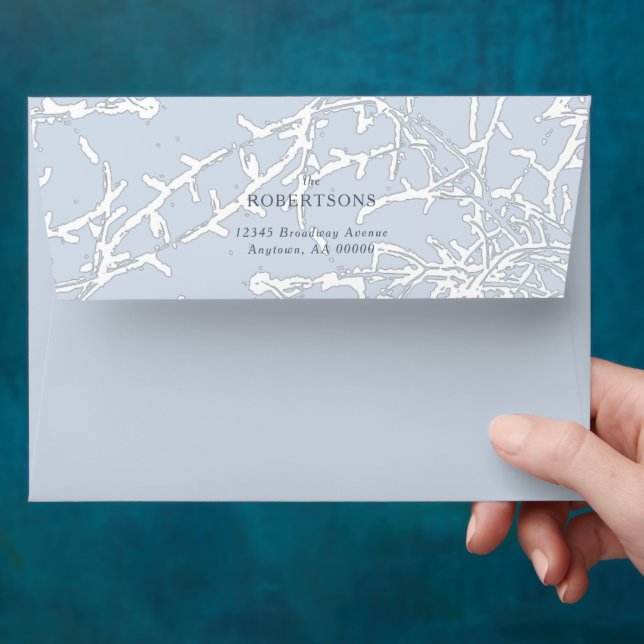 Blue and White Snowy Branches Envelope (Hand)