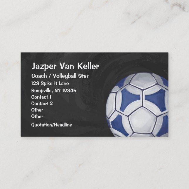 Blue and White Soccer Ball Business Card (Front)