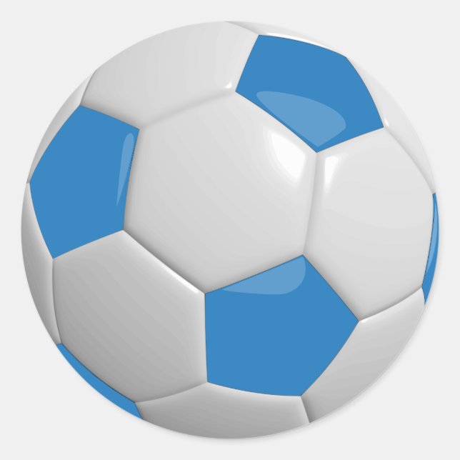 Blue and White Soccer Ball Classic Round Sticker (Front)