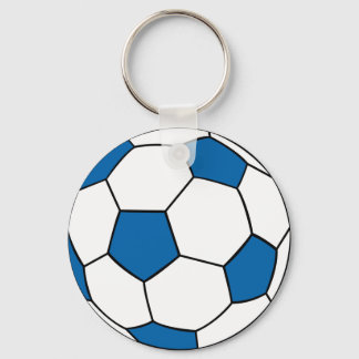blue and white soccer ball keychain