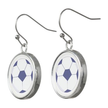 Blue And White Soccer Balls Earrings by seashell2 at Zazzle