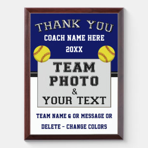 Blue and White, Softball Coach Appreciation Gifts, Award Plaque