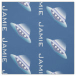 Blue and White Spaceship Personalized Pattern Fabric