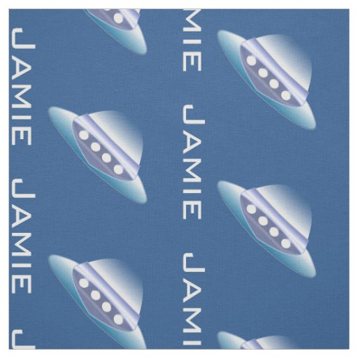 Blue and White Spaceship Personalized Pattern Fabric