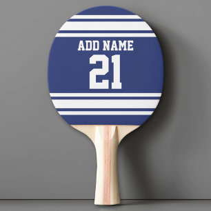 Blue and White Sports Jersey Custom Name Number Ping-Pong Paddle
