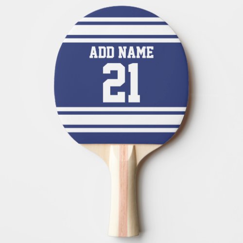 Blue and White Sports Jersey Custom Name Number Ping_Pong Paddle