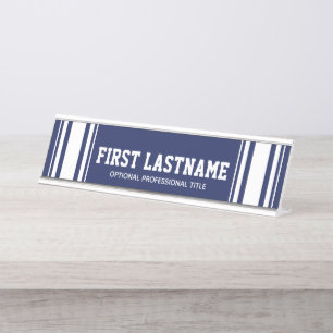 Blue and White Sports Jersey Name - Can EDIT Color Desk Name Plate
