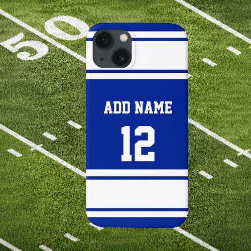 Blue and White Sports Stripe  iPhone 13 Case