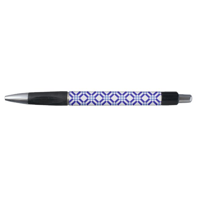 Blue and White Square Classic Pattern Pen (Front)