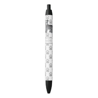 Blue And White Staffie Cute Cartoon Dog &amp; Name Black Ink Pen