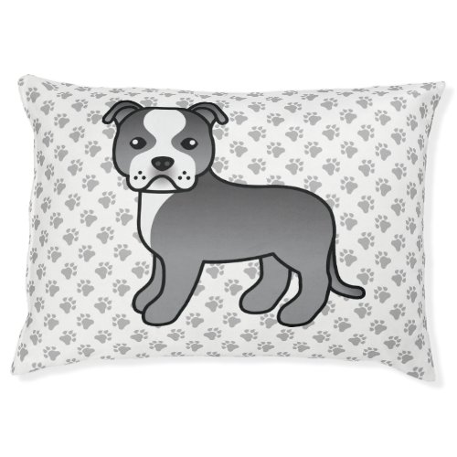 Blue And White Staffie Cute Cartoon Dog  Paws Pet Bed