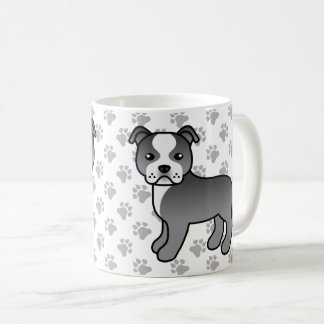Blue And White Staffordshire Bull Terrier Dog Coffee Mug