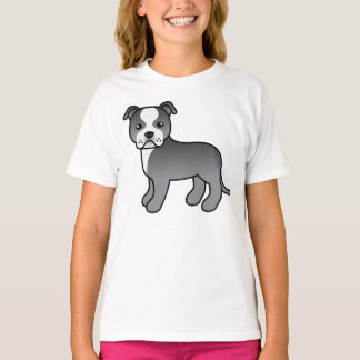 Blue And White Staffordshire Bull Terrier Dog T-Shirt