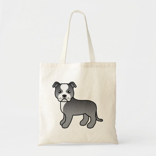 Blue And White Staffordshire Bull Terrier Dog Tote Bag