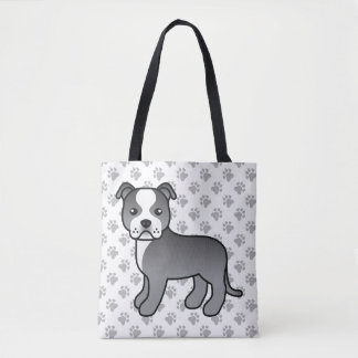 Blue And White Staffordshire Bull Terrier Dog Tote Bag