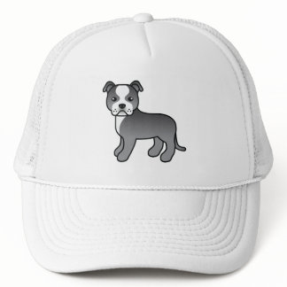 Blue And White Staffordshire Bull Terrier Dog Trucker Hat