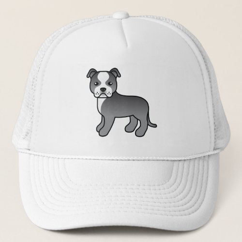 Blue And White Staffordshire Bull Terrier Dog Trucker Hat