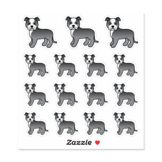 Blue And White Staffordshire Bull Terrier Dogs Sticker