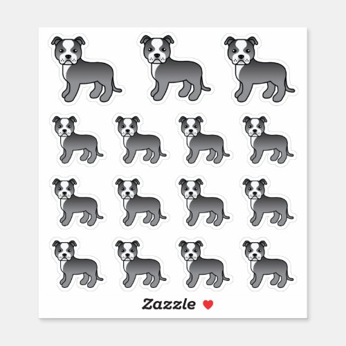 Blue And White Staffordshire Bull Terrier Dogs Sticker