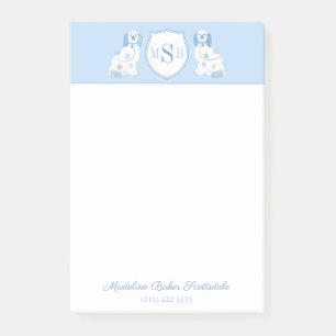 Blue And White Staffordshire Spaniels Monogram Post-it Notes