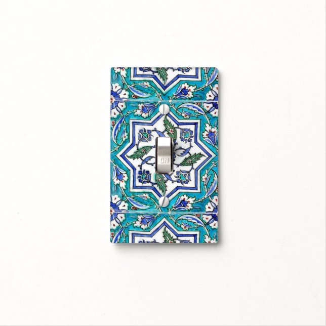 Blue and white star light switch cover (In Situ)
