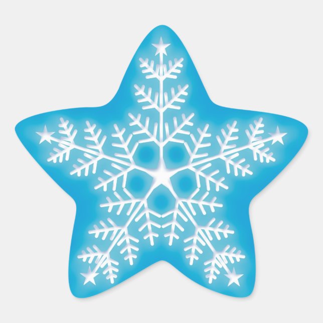 Blue and White Star Snowflake Star Sticker (Front)