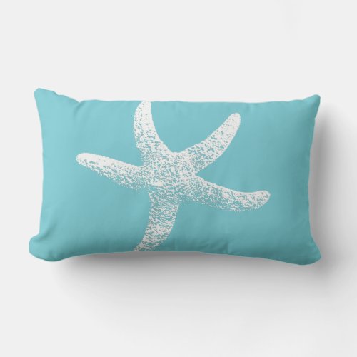 Blue and White Starfish Accent Pillow