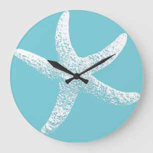 Blue and White Starfish Clock