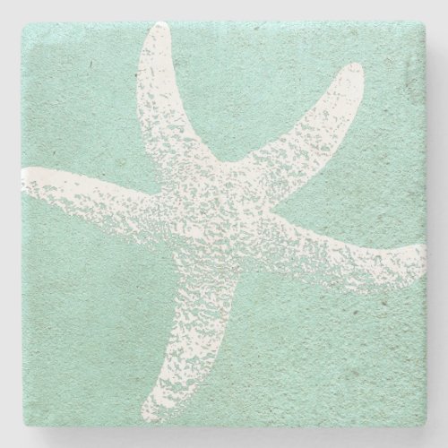 Blue and White Starfish Coaster