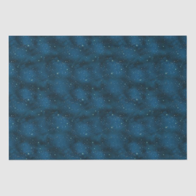 Blue and White Starry Night Celestial Tissue Paper (Front)